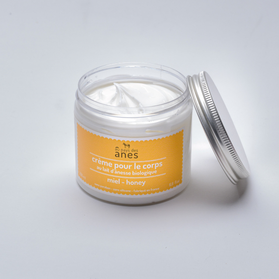 Crème pour le corps au lait d’ânesse biologique miel 200 ml