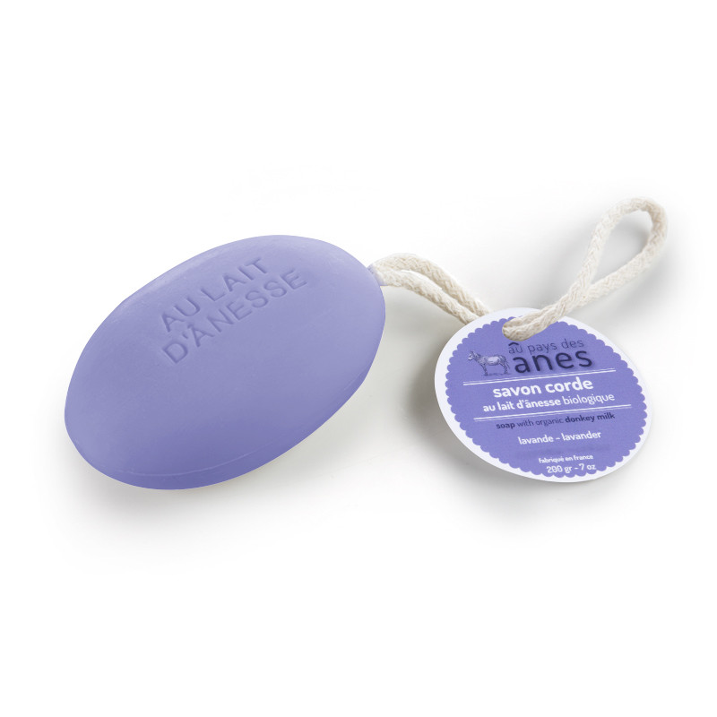 Savon corde au lait d\'ânesse biologique Lavande 200 g