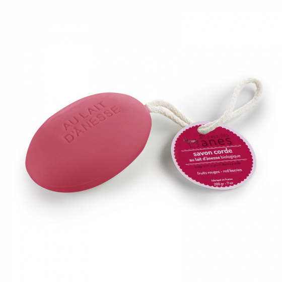Savon corde au lait d'ânesse biologique Fruits Rouges 200 g Savon corde au lait d'ânesse biologique Fruits Rouges 200 g