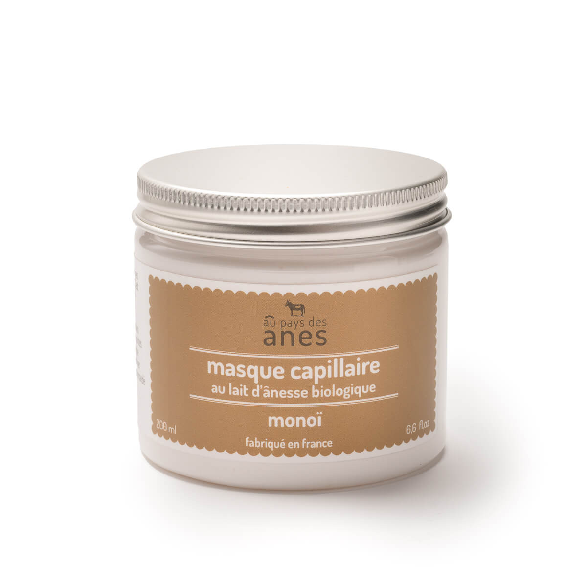 Masque capillaire au lait d\'ânesse frais et biologique Monoï 200 ml