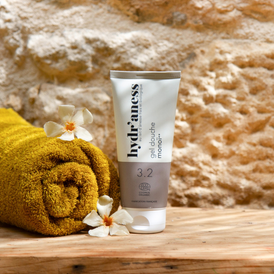 Gel douche parfumé monoï certifié bio au lait d'ânesse frais 200ml Hydr'aness