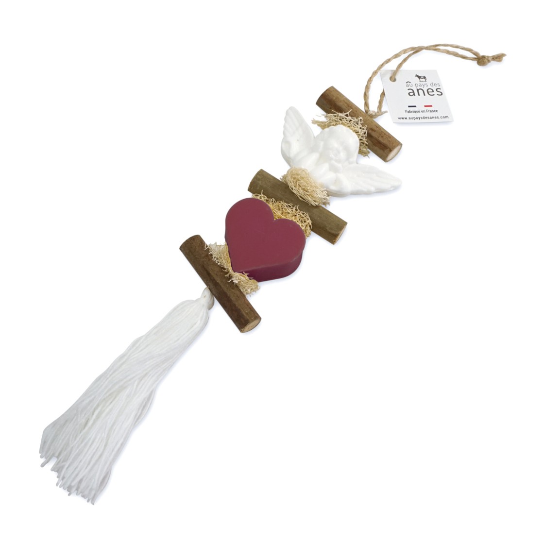 Guirlande de savons parfumés bergamote et nag champa - 1 savon ange + 1 savon cœur