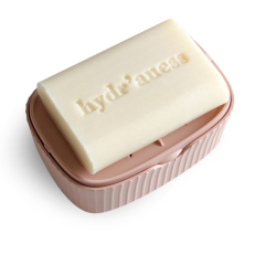 Boite à savon de voyage en bouchons recyclés rose Hydr'aness avec savon naturel
