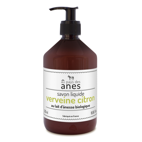 Savon liquide au lait d'ânesse biologique Verveine Citron 500 ml Savon liquide au lait d'ânesse biologique Verveine Citron 500 ml
