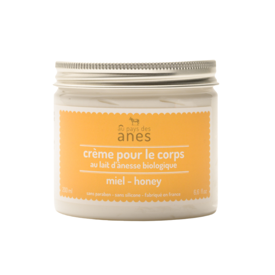 Crème corps au lait d'ânesse bio Miel 200 ml - Carton de 6 Crème corps au lait d'ânesse bio Miel 200 ml - Carton de 6