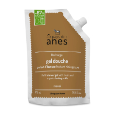 Recharge gel douche au lait d'ânesse frais et bio Monoï 500ml - Carton de 8