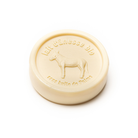 Savon rond sans huile de palme au lait d'ânesse bio Amande 100g - Carton de 24 Savon rond sans huile de palme au lait d'ânesse bio Amande 100g - Carton de 24