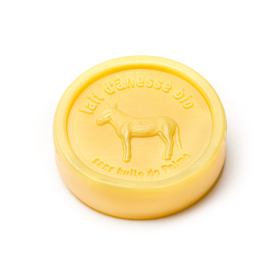 Savon rond sans huile de palme au lait d'ânesse bio Citron 100g - Carton de 24 Savon rond sans huile de palme au lait d'ânesse bio Citron 100g - Carton de 24