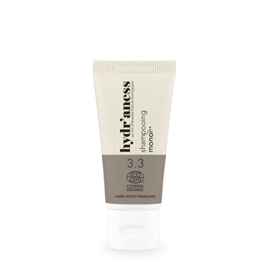 Shampoing format voyage monoï certifié bio au lait d'ânesse frais 30ml Hydr'aness - Carton de 12 Shampoing format voyage monoï certifié bio au lait d'ânesse frais 30ml Hydr'aness - Carton de 12