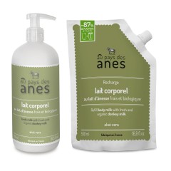 Pack lait corporel Aloe Vera au lait d\'ânesse bio et sa recharge 500ml