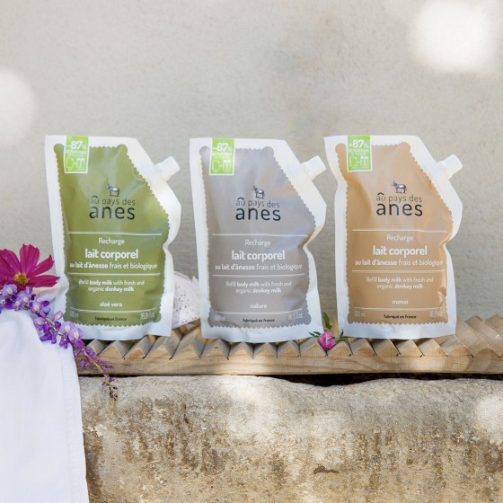 Pack trio recharges lait corporel 500ml Nature, Aloe Vera, Monoï