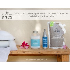 Affiche PLV savons et cosmétiques au lait d'ânesse gamme corps
