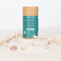 Crème solaire corps SPF50 solide à l'huile de karanja Monoï & Musc
