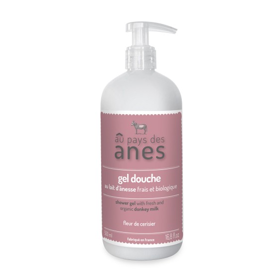 Gel douche au lait d'ânesse frais et biologique Fleur de cerisier 500 ml