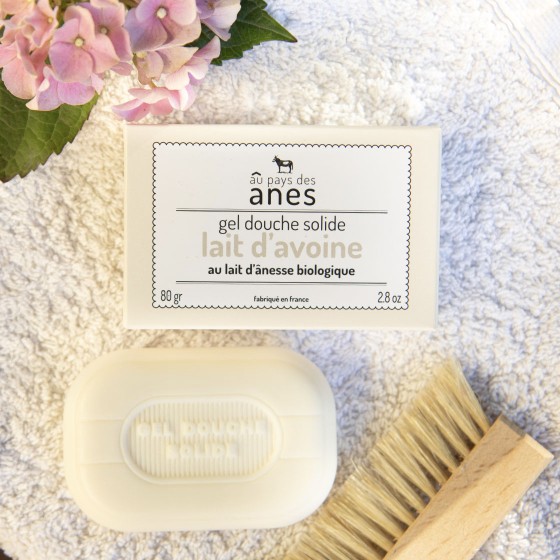 Gel douche solide lait d'avoine postbiotiques et lait d'ânesse 80g