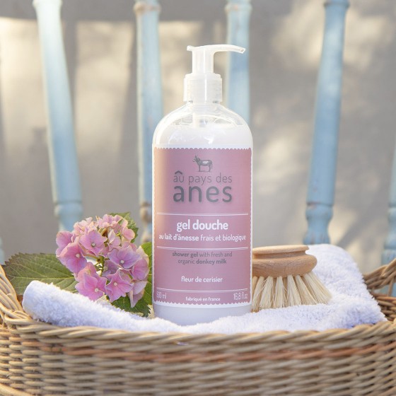 Gel douche Fleur de cerisier au lait d'ânesse frais et biologique 500 ml